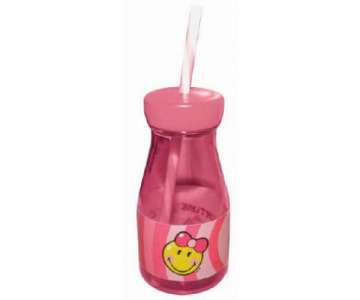 Smiley Kid Girl Flasche m. Strohhalm pink, 36cl