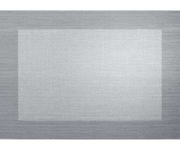 Tischset PVC metallic 33x46cm, silber mit gewebtem Rand