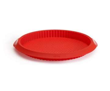 Silikon Backform Quiche rot perforiert, 28 cm