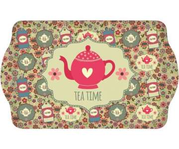 Tea Time Tablett m. Griffen 33x22 cm