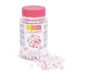 Dekozucker Perlen weiss/rosa 55 g