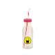 Soda Flasche m. Trinkhalm fuchsia/Emoticon happy 55cl