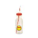 Soda Flasche m. Trinkhalm rot/Emoticon love 55cl