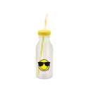 Soda Flasche m. Trinkhalm gelb/Emoticon Cool/Sonnenbri. 55cl