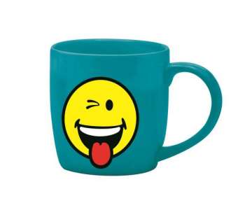 Smiley Porz. Espr.tasse  auqa blau/Emoticon zwinkern 7.5cl