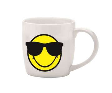 Smiley Porz. Espr.tasse weiss/Emoticon cool/Sonnenbri. 7.5cl