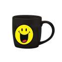 Smiley Porz. Espressotasse schwarz/Emoticon happy 7.5cl