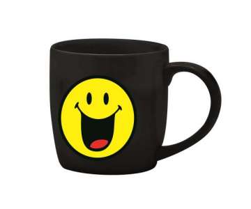 Smiley Porz. Espressotasse schwarz/Emoticon happy 7.5cl