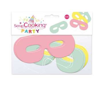 Partymasken multicolor pastel, 6 Stk.