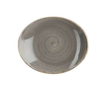 Stonecast Grau Platte oval 19x16cm