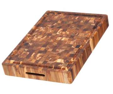 Teak Hackblock/Servierbrett, 51x35.5x6.4 cm