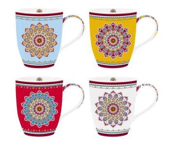 Bohemian 4er Set Porzellanbecher 350ml