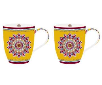 Bohemian 2er Set Porzellanbecher 350 ml, gelb