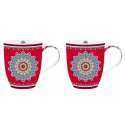 Bohemian 2er Set Porzellanbecher 350 ml, rot