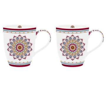 Bohemian 2er Set Porzellanbecher 350 ml, weiss