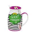 Good Morning Porzellanbecher 300 ml, m. Deckel u. Lffel