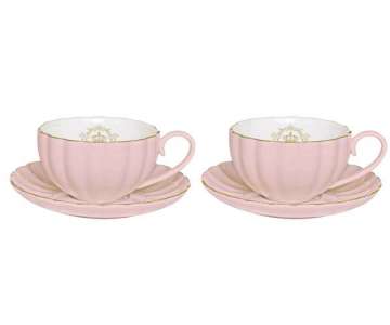 Royal Pink m. Gold Espressotassen 2er Set 100 ml in GB