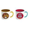 Retro Break Coffee 2er Set Keramikbecher 300 ml, rot u. br