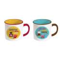 Retro Break Coffee 2er Set Keramikbecher 300 ml, gelb u. b