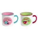 Retro Break Tee 2er Set Keramikbecher 300 ml, grn u. pink