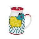 Tea Time Porzellanbecher 300 ml, m. Deckel u. Lffel