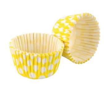 Cupcake Formen weiss/gelb gepunktet, 32 Stk.