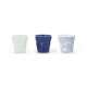 3er Set Knitterbecher 8cl, weiss/blau/weiss-blau gestreift