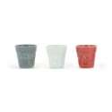 3er Set Knitterbecher 8cl, grau/weiss/rot