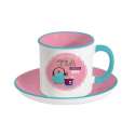 Retro Break Tee Keramikbecher m. Unterteller 225 ml, pink