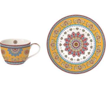 Bohemian Teetasse m. Unterteller 240 ml, gelb