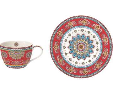 Bohemian Teetasse m. Unterteller 240 ml, rot