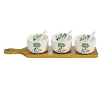 Douce Provence Appetizer Set m. 3 Schalen + Bambus Tablet