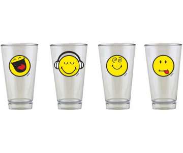 Smiley Glas 4er Set, 30 cl in GK 33x13.5x7.5cm